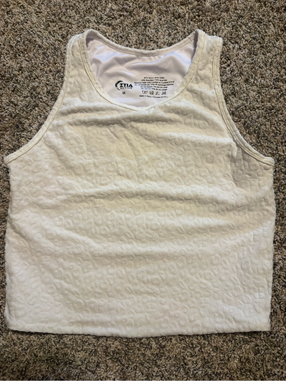 ZYIA White Textured Crop Tank Top
